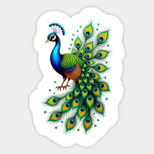 Colorful Peacock with Feathers Elegant Bird Sticker